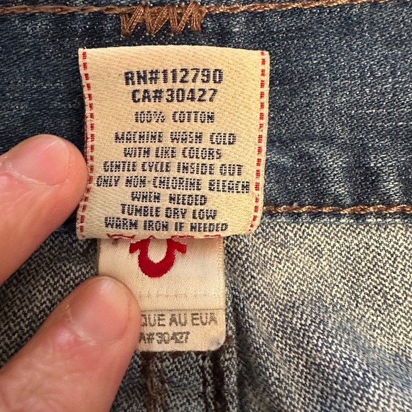 True Religion Jeans Men’s 40x31 Blue Straight Leg Thick Stitch Ricky Big QT Flap - Picture 5 of 11